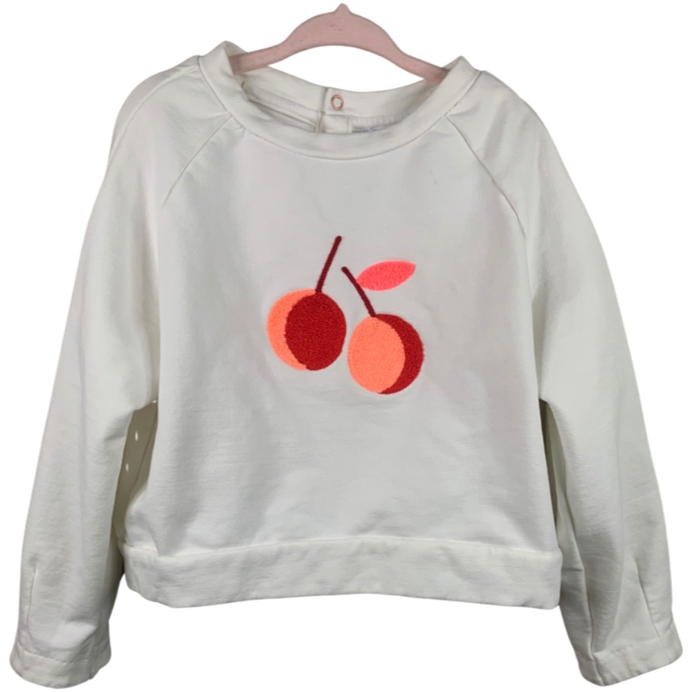 Jacadi, white sweatshirt with embroidered cherries, 6A